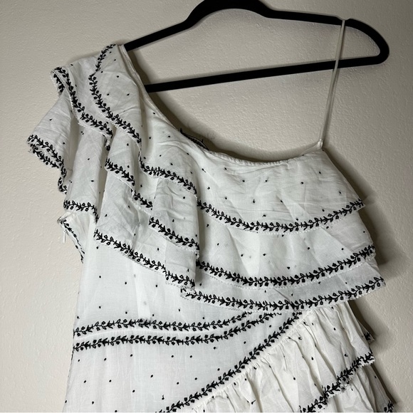 LOVE SAM Black Rose embroidered one shoulder ruffled mini dress M NEW - Picture 11 of 12